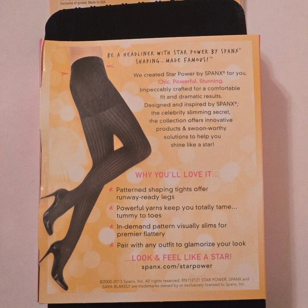 3 Pack Star Power by Spanx Center-Stage‎ Ribbed Row Shaping Tights Black Size D